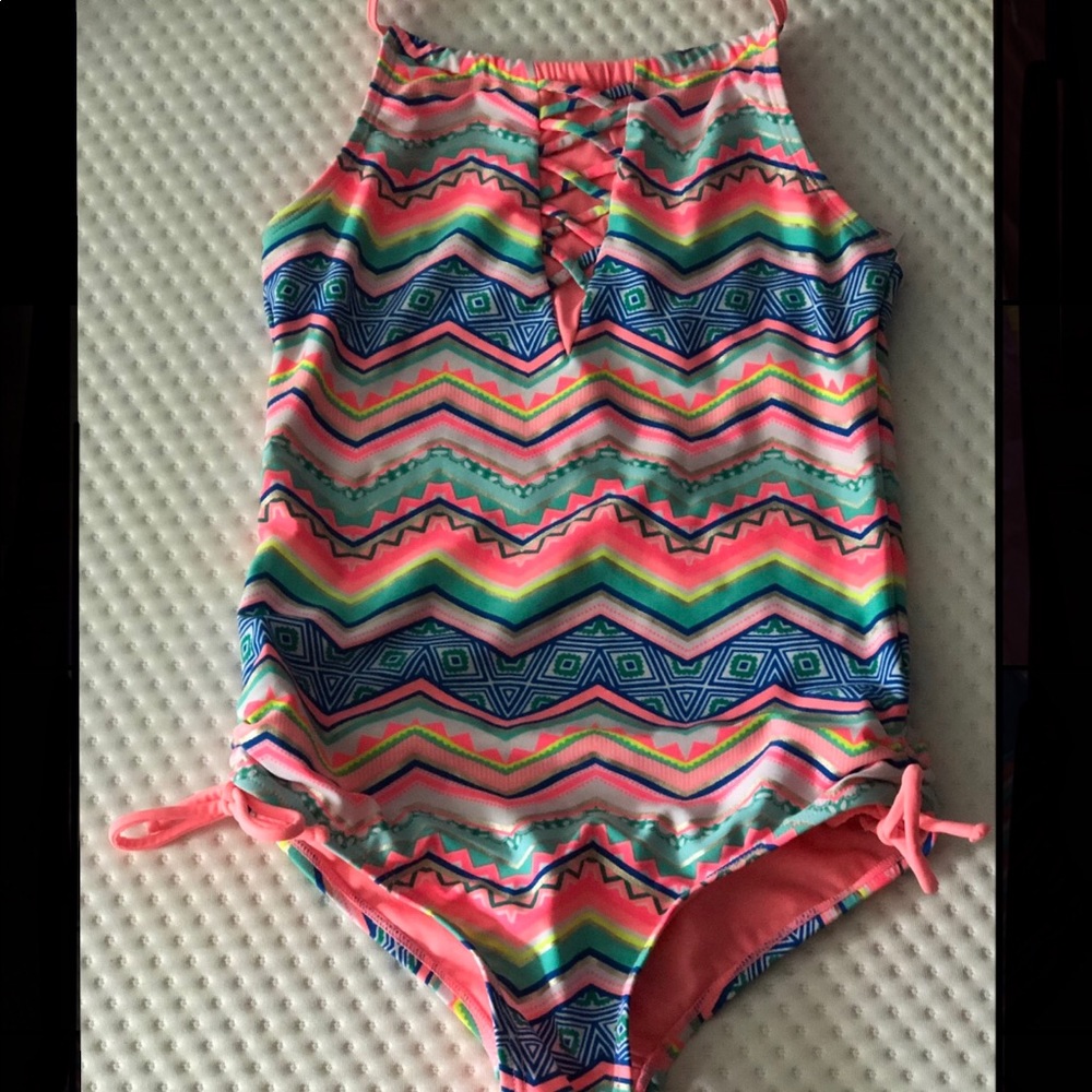 Colorful lace up bathing suit